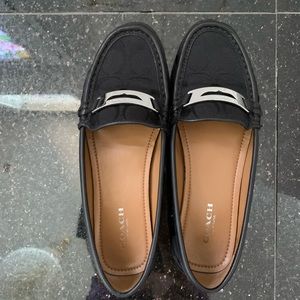 Coach black logo Olympia flats shoes